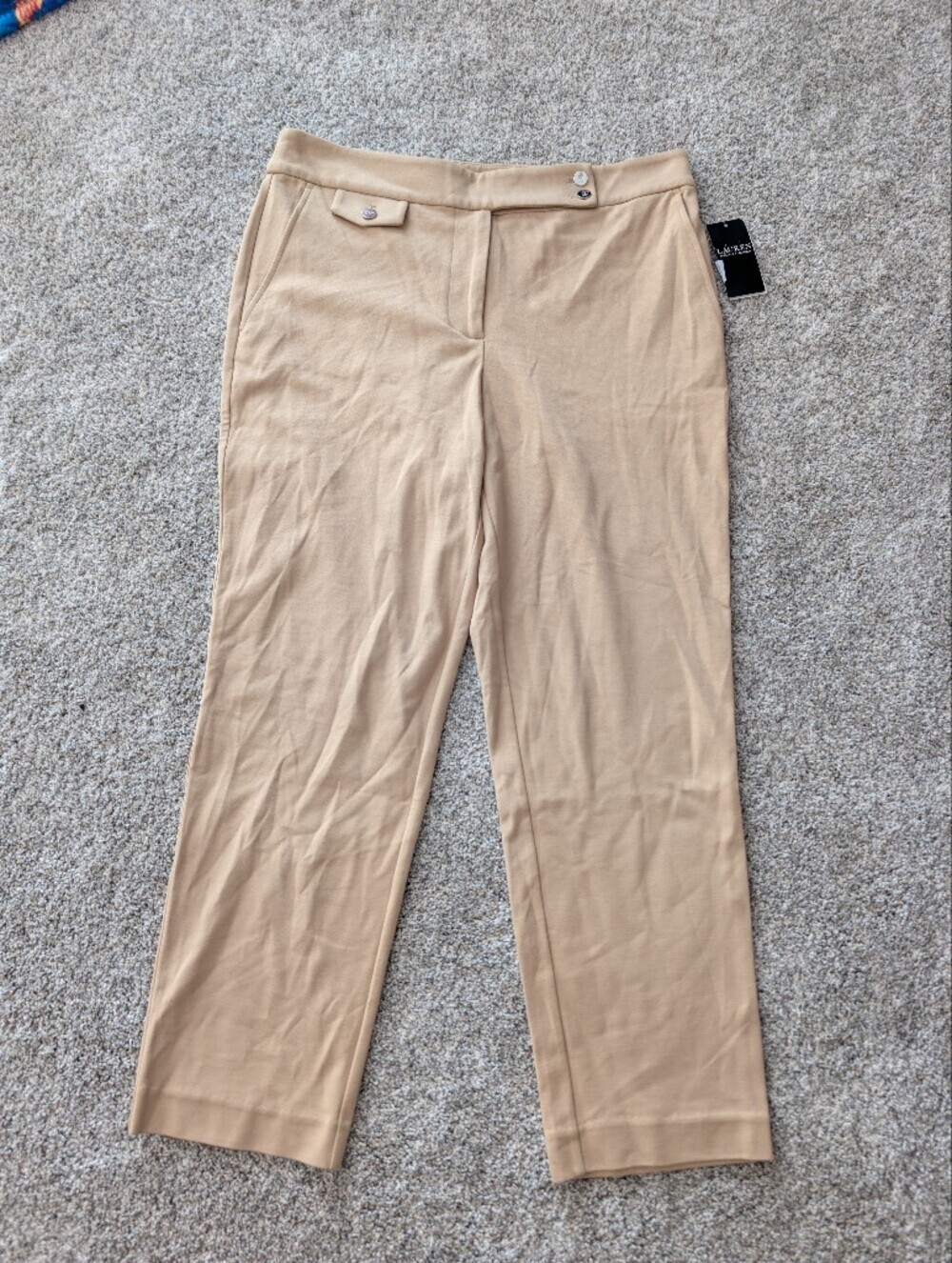 NWT Lauren Ralph Lauren Tan Beige Wide Leg Dress Pants Size L